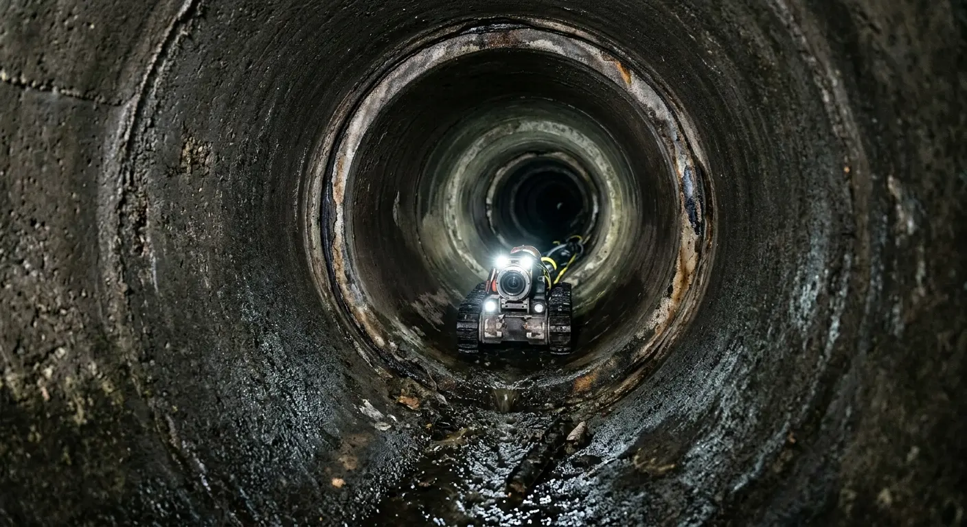 Robotic sewer camera inspecting pipe interior for Sewer Line Cleaning in Big Lake